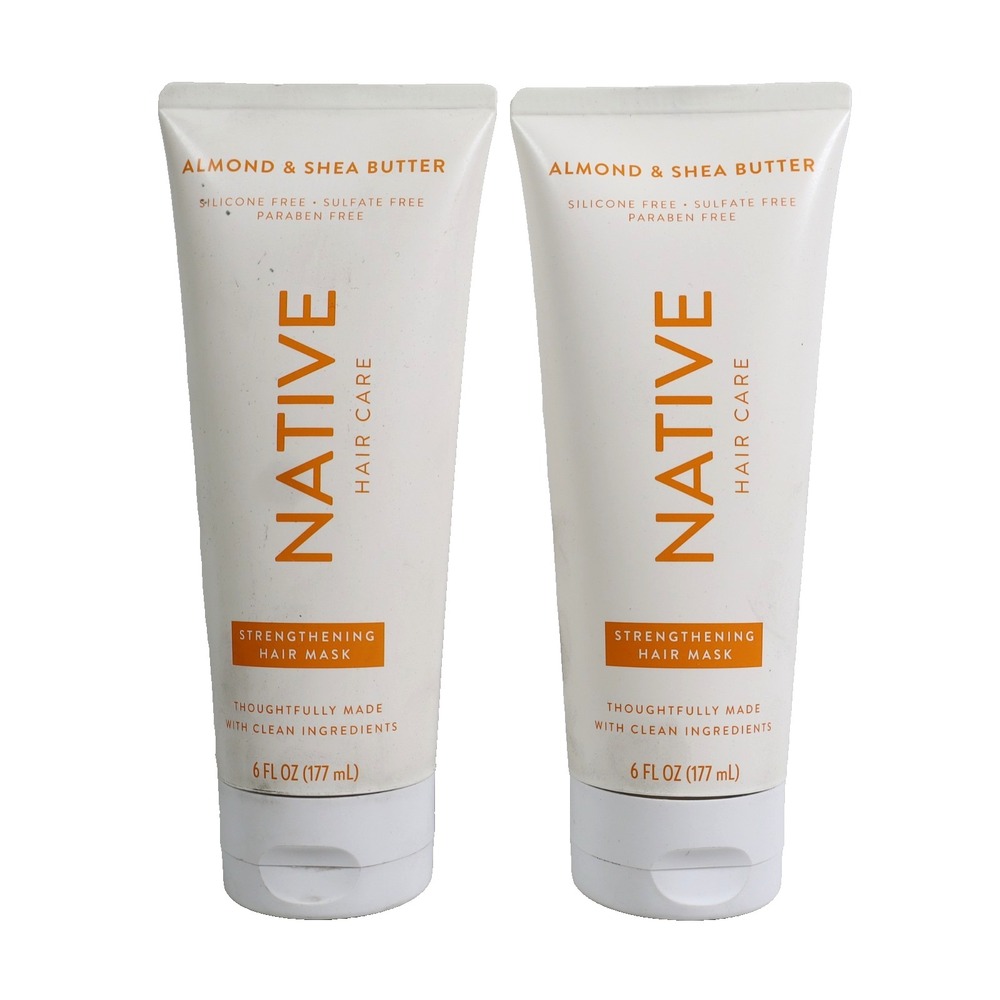 2 PACK Native Vegan Hair Deep Conditioner Strengthening Hair Mask w/ Almond 6 oz